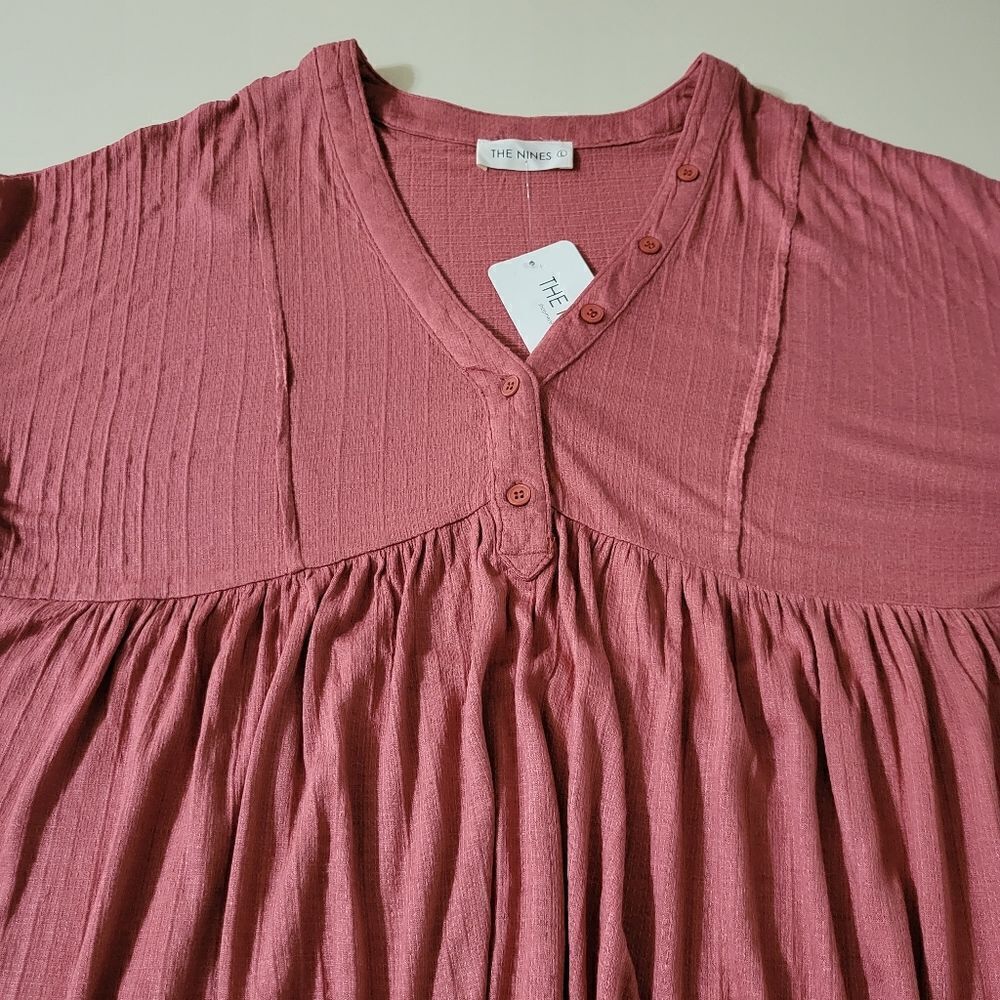 The Nines Women's Rust Babydoll Balloon Sleeve Blouse - Picture 13 of 16